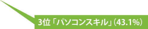 3位パソコンスキル（43.1％）