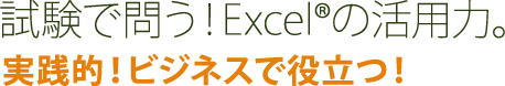 試験で問う！Excelの活用力。実践的！ビジネスで役立つ！