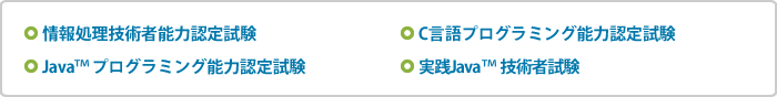 情報処理技術者能力認定試験,C言語プログラミング能力認定試験,Javaプログラミング能力認定試験,VisualBasicプログラミング能力認定試験