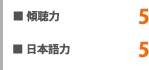 傾聴力5 日本語力5